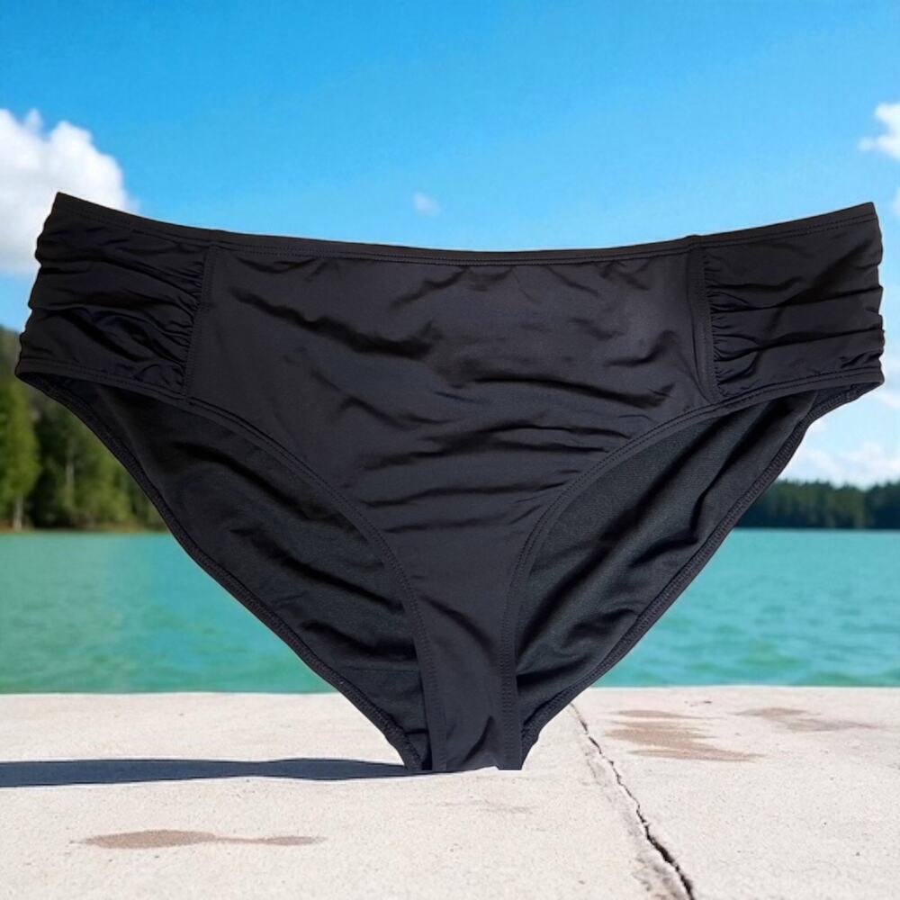 ☀️NWT Mynah Pull On Medium Coverage Swim Bikini Bottom Black Women's Size XXL